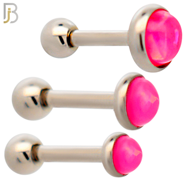 TB120SP - 316L Stainless Steel Opal Pink Bezel Tragus/Cartilage Barbell (Pack of 6) image 0