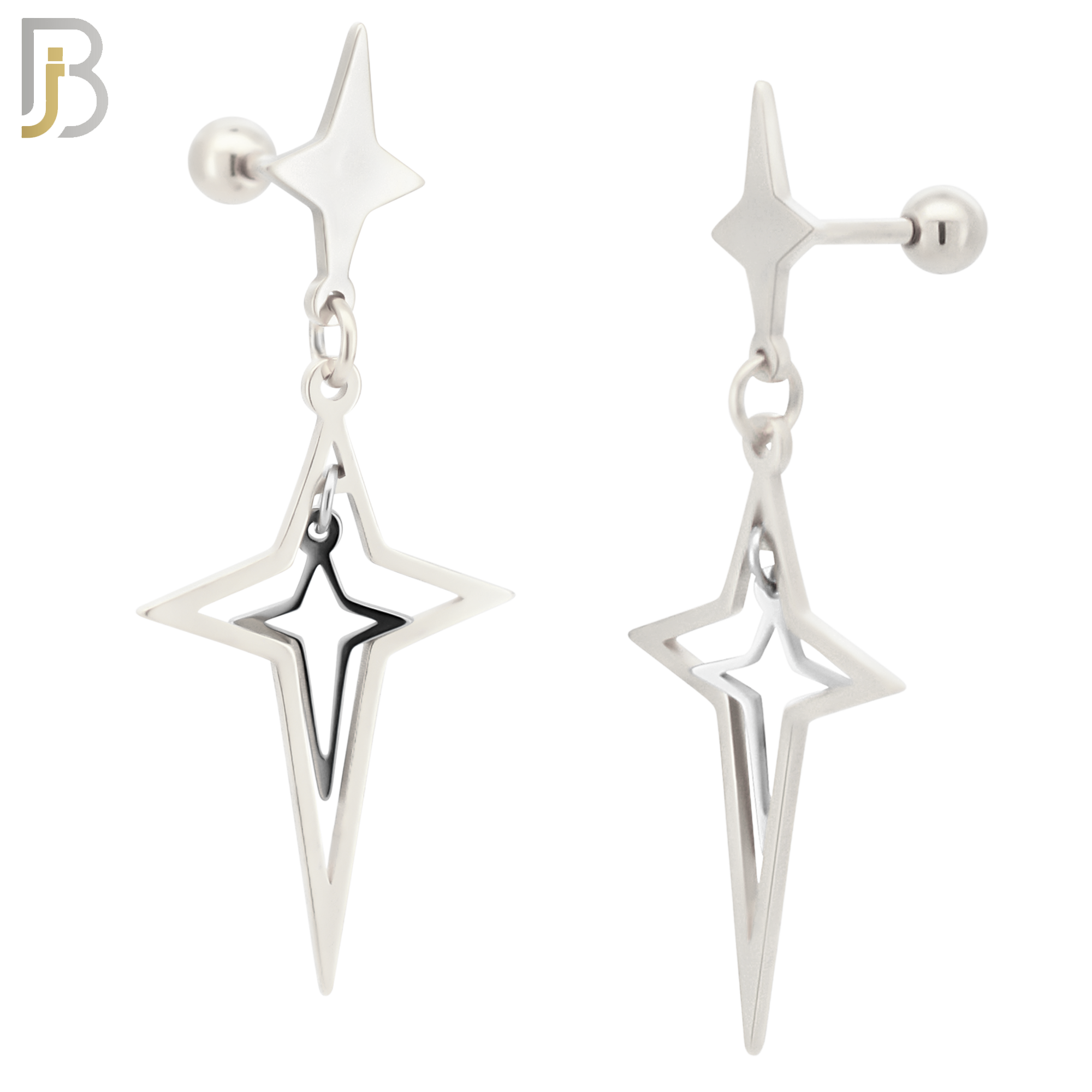 ES44 - 316L Stainless Steel Dangling Spike Cross Hollow with 4mm Screw Ball image 1