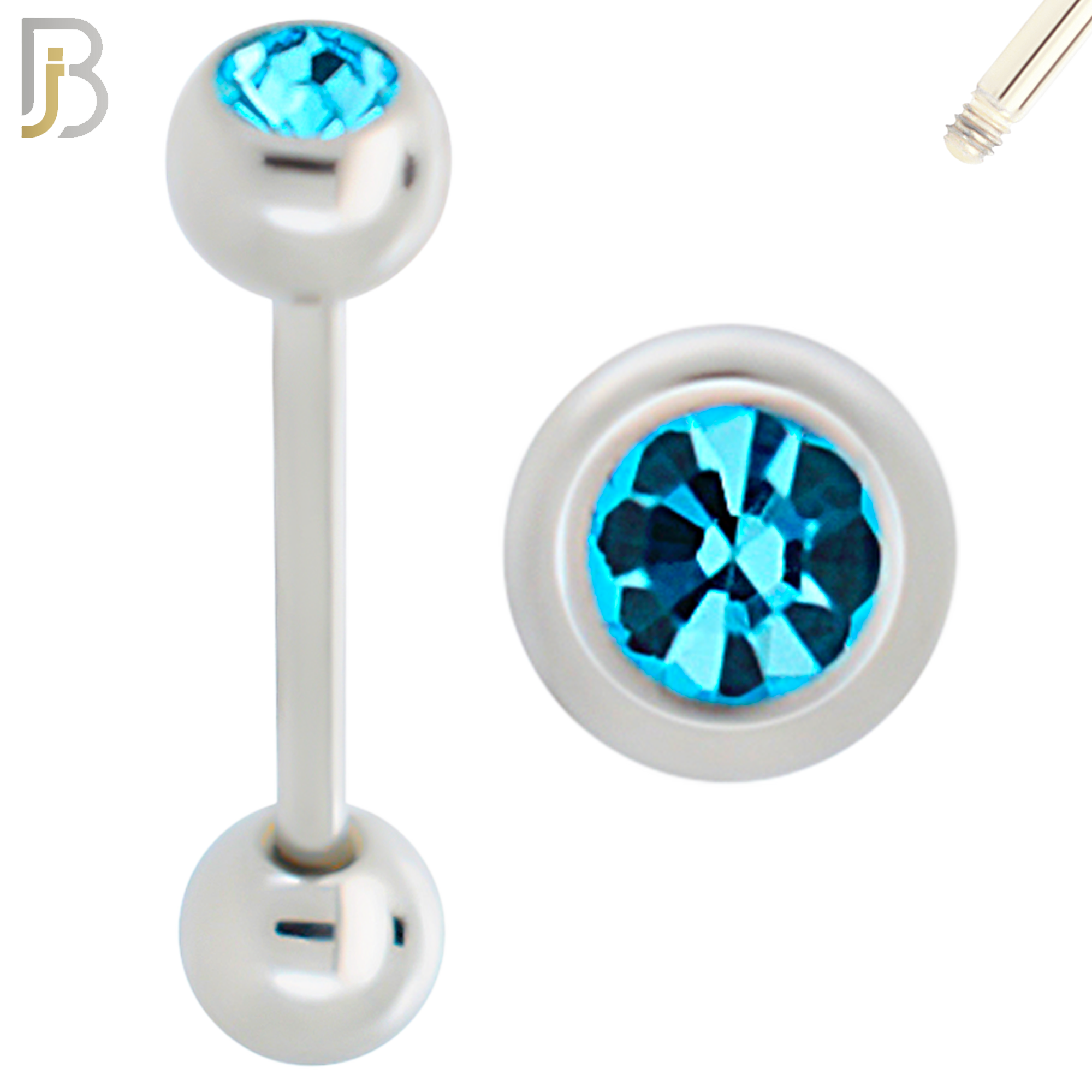 BB05S-6 - 316L Surgical Steel Screw Barbell with 6mm Bezel Ball External Threaded (PACK OF 6) image 1