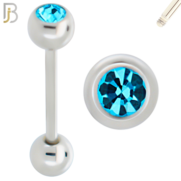 BB05S-6 - 316L Surgical Steel Screw Barbell with 6mm Bezel Ball External Threaded (PACK OF 6) image 1