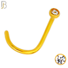 NR36CG - 316L Surgical Steel Gold Plated Nose Screw Bezel Setting Round Clear Zircon (PACK OF 6) image 2