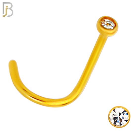 NR36CG - 316L Surgical Steel Gold Plated Nose Screw Bezel Setting Round Clear Zircon (PACK OF 6) image 2