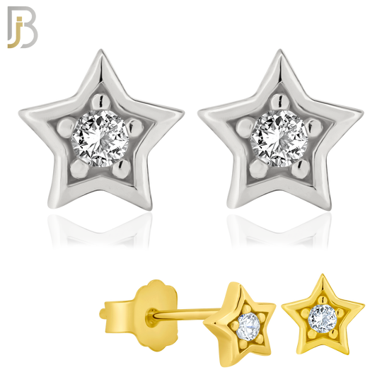 925-ES81 - .925 Sterling Silver Star Design with Zircon Design Earring Stud image 0