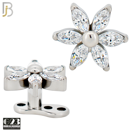 G23-DM22 - G23 Titanium Anchor with Surgical Steel Six Petal Flower Dermal Top image 0