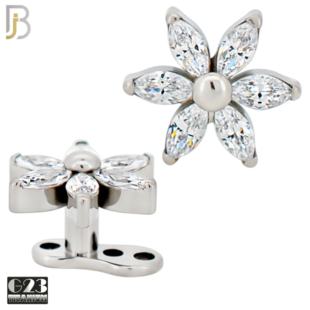 G23-DM22 - G23 Titanium Anchor with Surgical Steel Six Petal Flower Dermal Top image 0