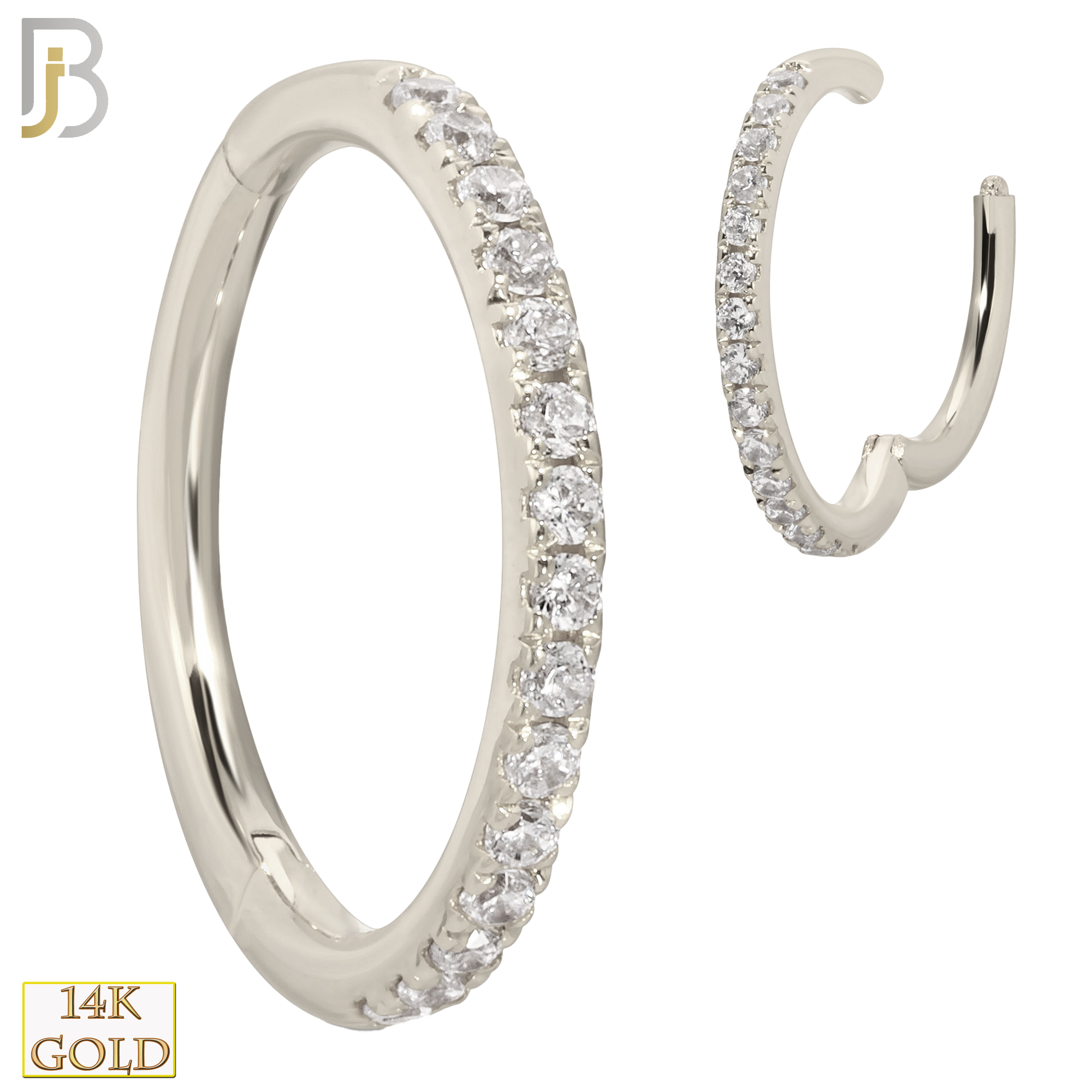 14-CT69C - 14K Solid Gold Hinged Hoops with Zircon image