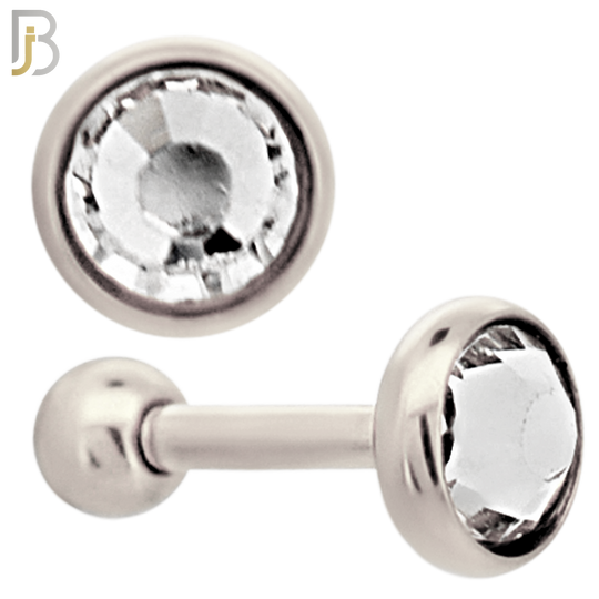 TB118SC - 316L Stainless Steel Bezel with Clear CZ Tragus/Cartilage Barbell (PACK OF 6) image 3