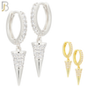 ES103 - 316L Stainless Steel Dangling Cone with Zircon Huggies Clip On image 0