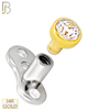 14-G23-DM03 - 14k Titanium Anchor with 14k Gold Top Bezel Set Clear Cubic Zirconia Dermal - Internally Threaded image 1