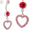 N027  - 316L Stainless Steel Dangling Hollow Spikey Heart with Zircon Design Belly Ring with 4mm Screw Ball image 1