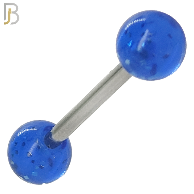 BB04S - 316L Surgical Steel Screw Barbell with Solid Glitter Acrylic Ball Screw External Threaded (PACK OF 6) image 0
