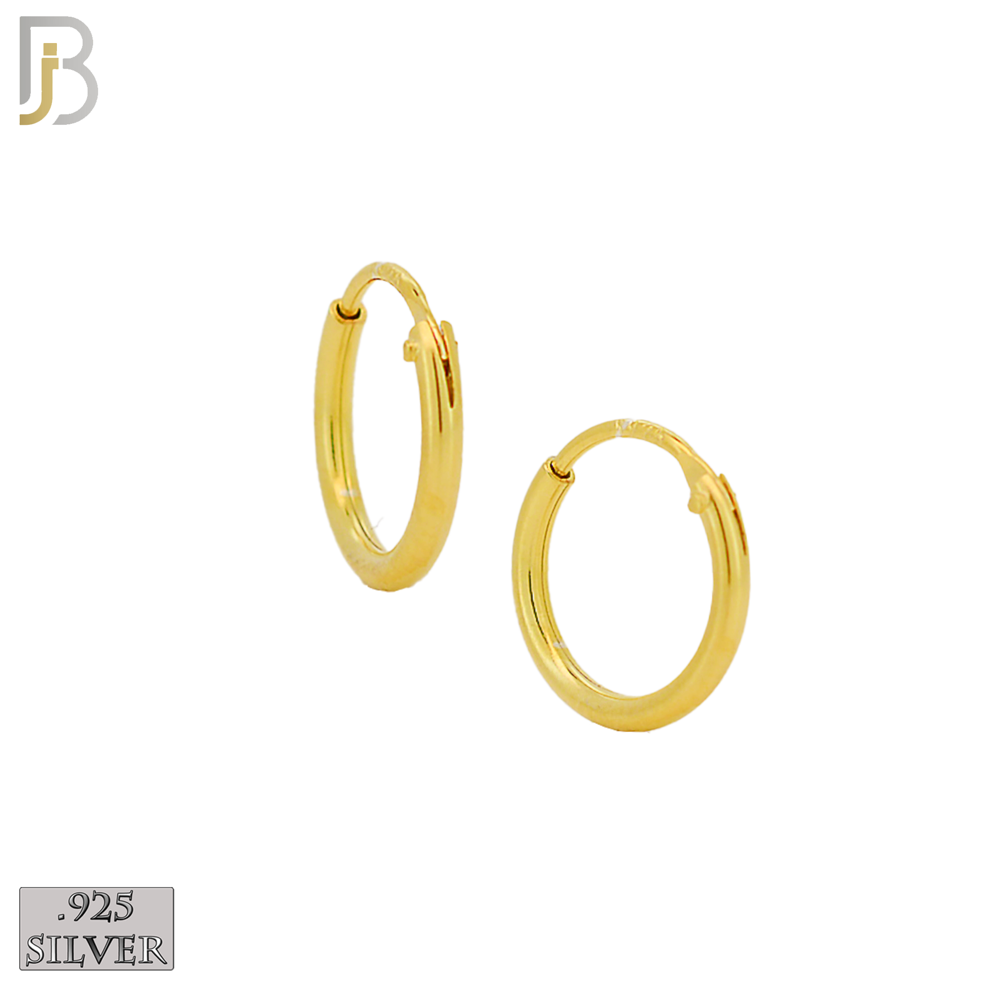 925-ES310G - .925 Sterling Silver in Gold Plating Plain Hoop Earrings image 2