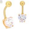 NB64 - 316L Stainless Steel Banana Belly Ring with Prong Set 8mm Heart Shaped Cubic Zirconia image 5