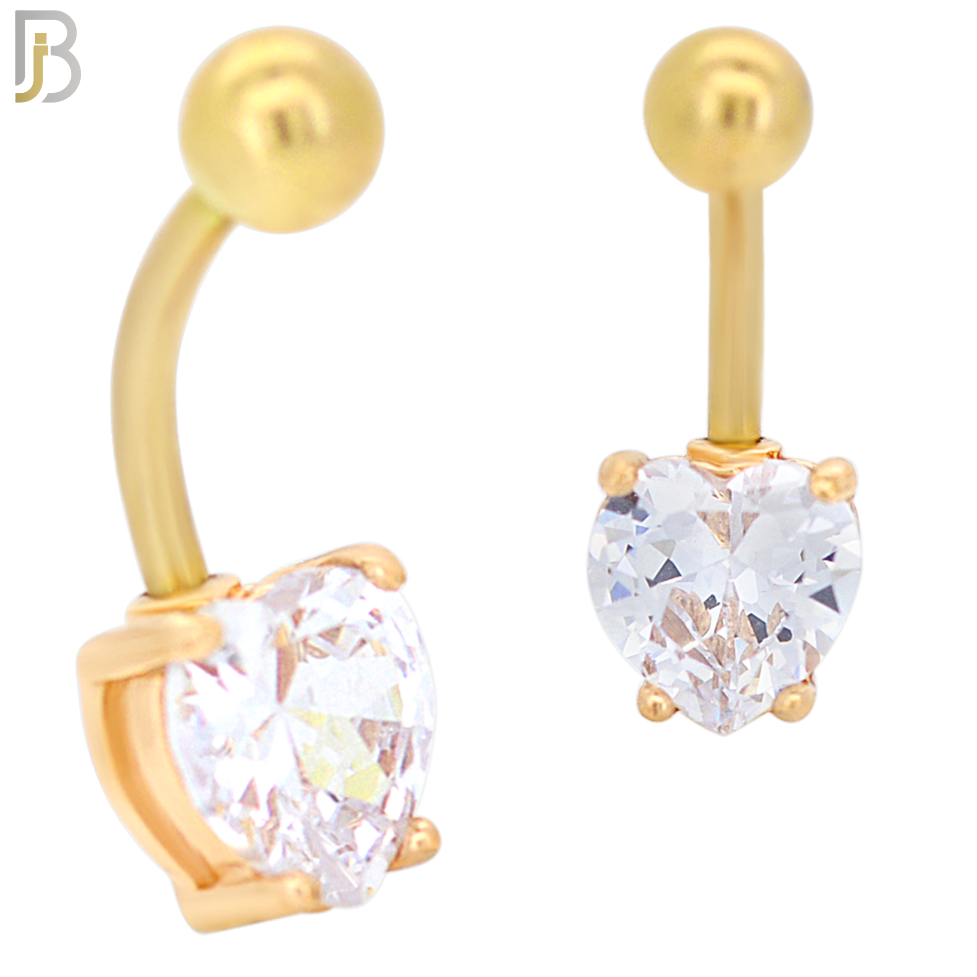 NB64 - 316L Stainless Steel Banana Belly Ring with Prong Set 8mm Heart Shaped Cubic Zirconia image 5