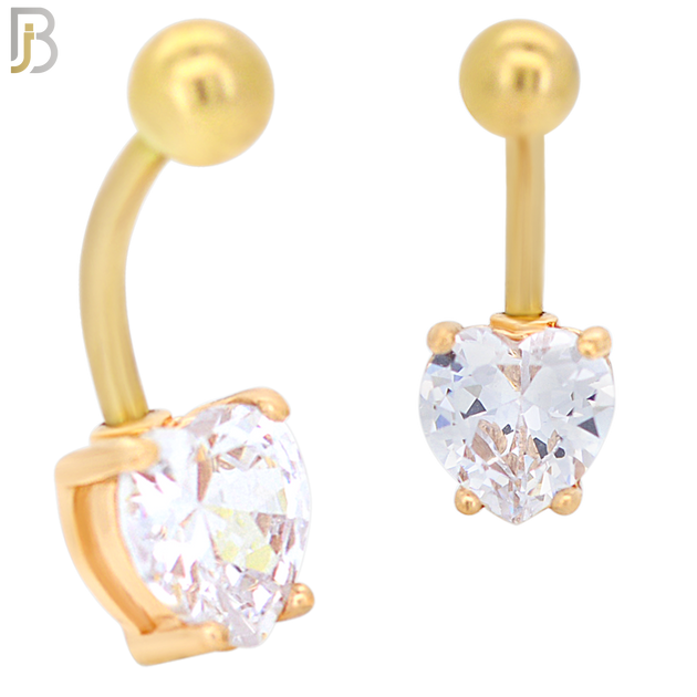 NB64 - 316L Stainless Steel Banana Belly Ring with Prong Set 8mm Heart Shaped Cubic Zirconia image 5