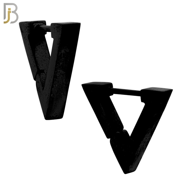 ES172 - 316L Stainless Steel Plain Huggies Triangle Shape Clip On image 2