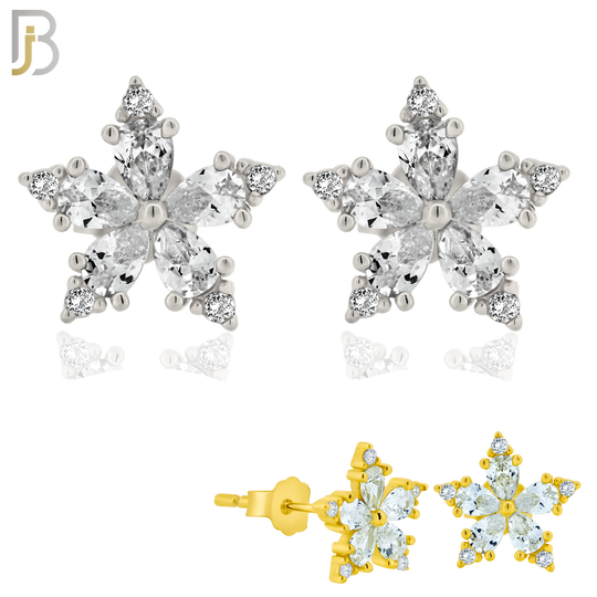 925-ES381 - .925 Sterling Silver Star Lantern with CZ Stud Earrings image 0