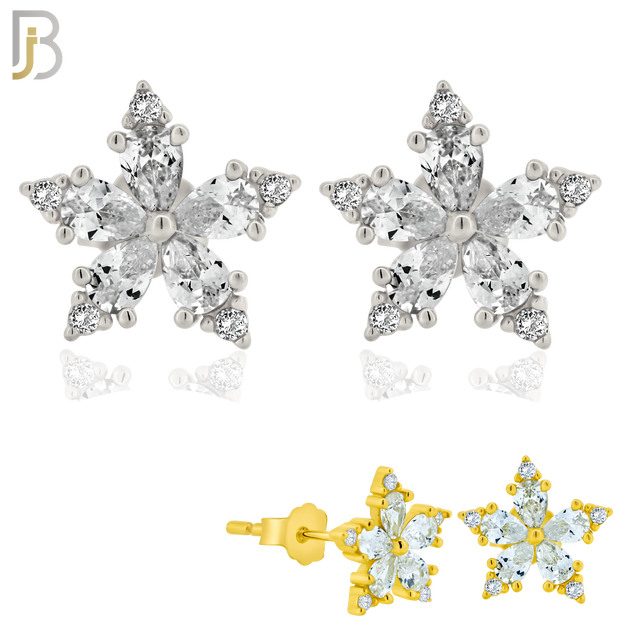 925-ES381 - .925 Sterling Silver Star Lantern with CZ Stud Earrings image 0