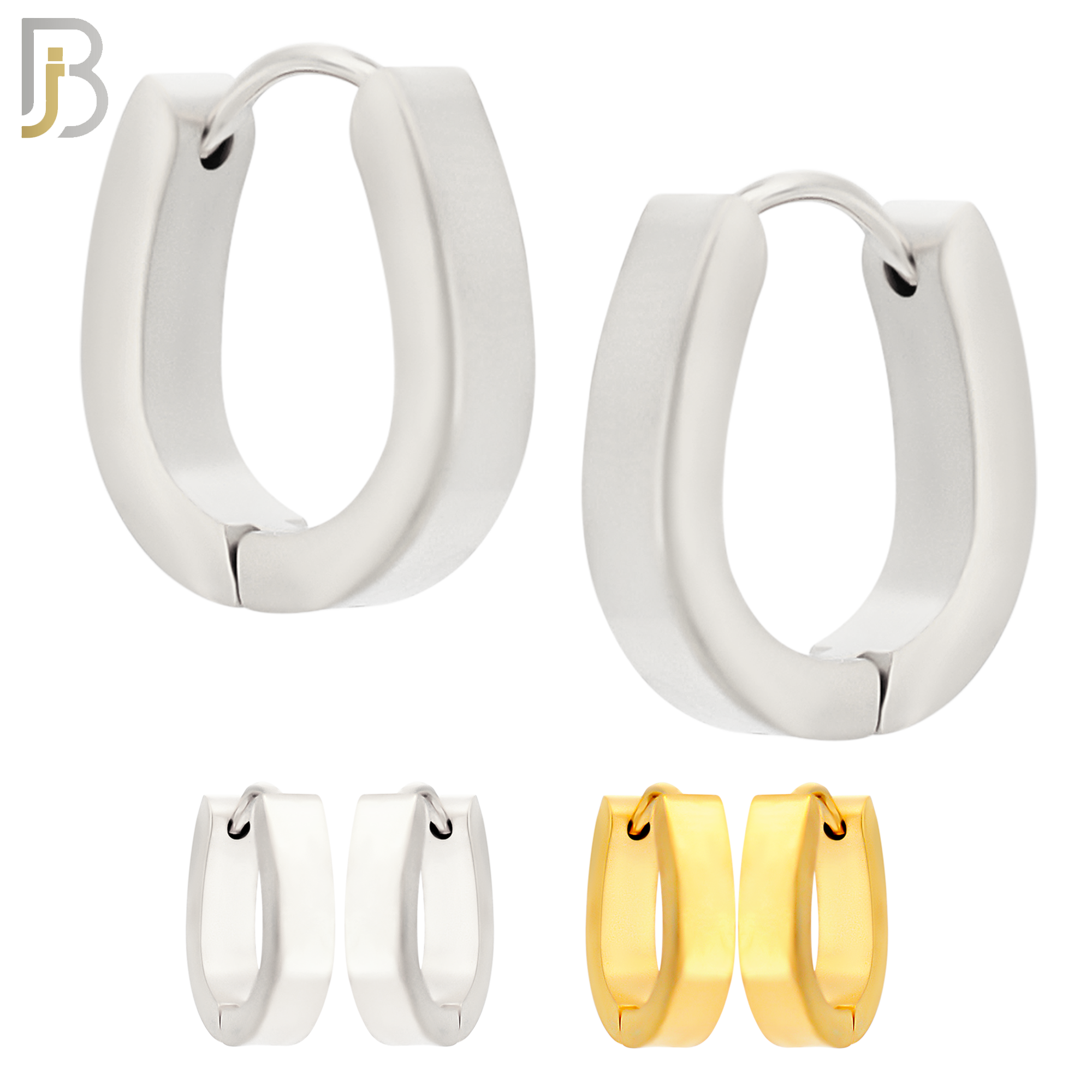 ES281 - 316L Stainless Steel Plain Huggies Curved U-Shape Clip On image 0