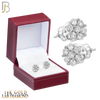 14-ES103LW - 14K White Gold Screw Back Round Flower Design Stud Earrings with LAB Diamonds image 1