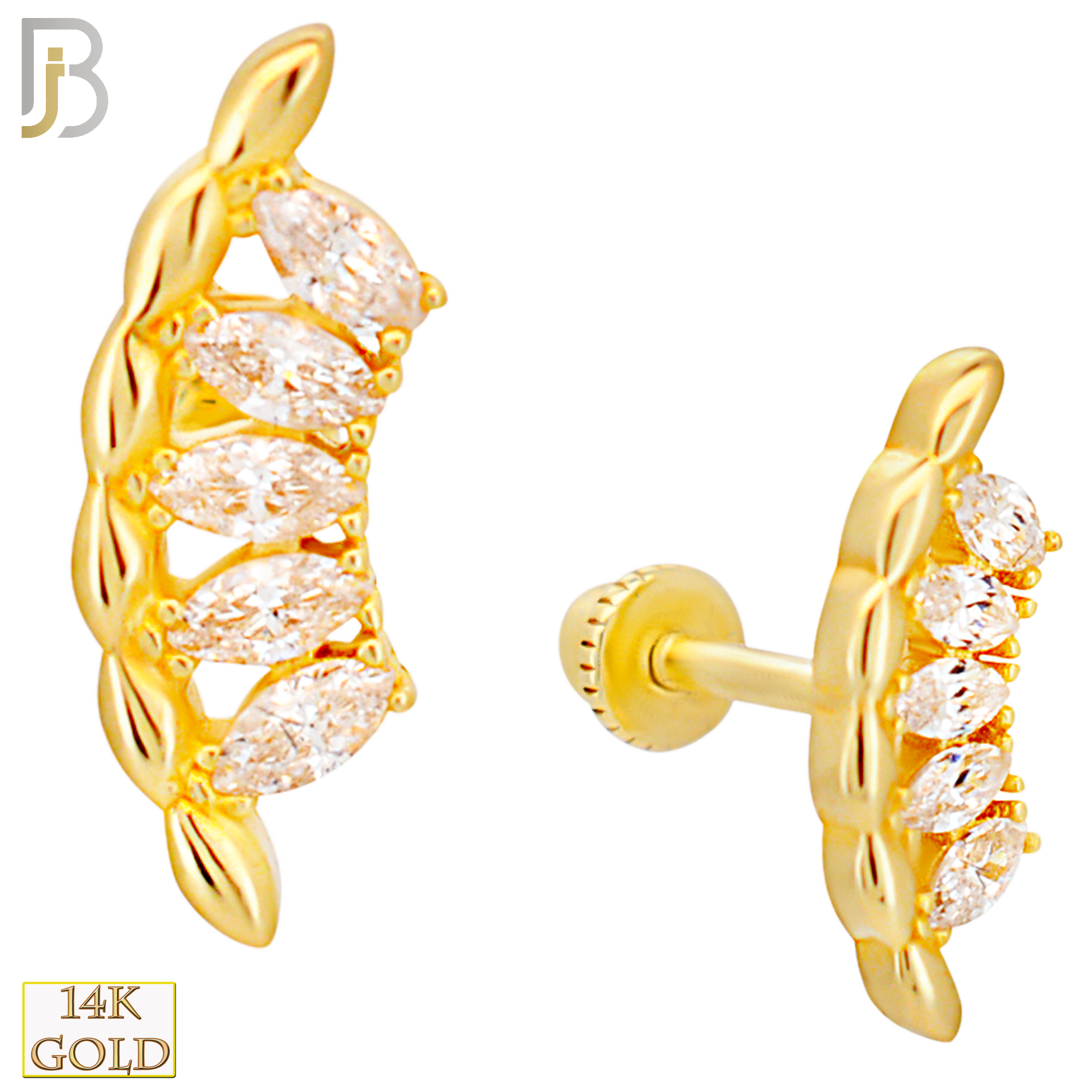 14-TB49 - 14k Yellow Gold 5 Marquise Fan Tragus Barbell with Baby Screw Backing image 0
