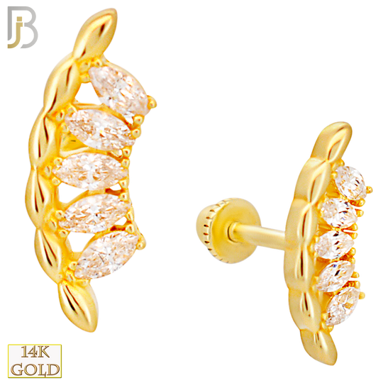 14-TB49 - 14k Yellow Gold 5 Marquise Fan Tragus Barbell with Baby Screw Backing image 0