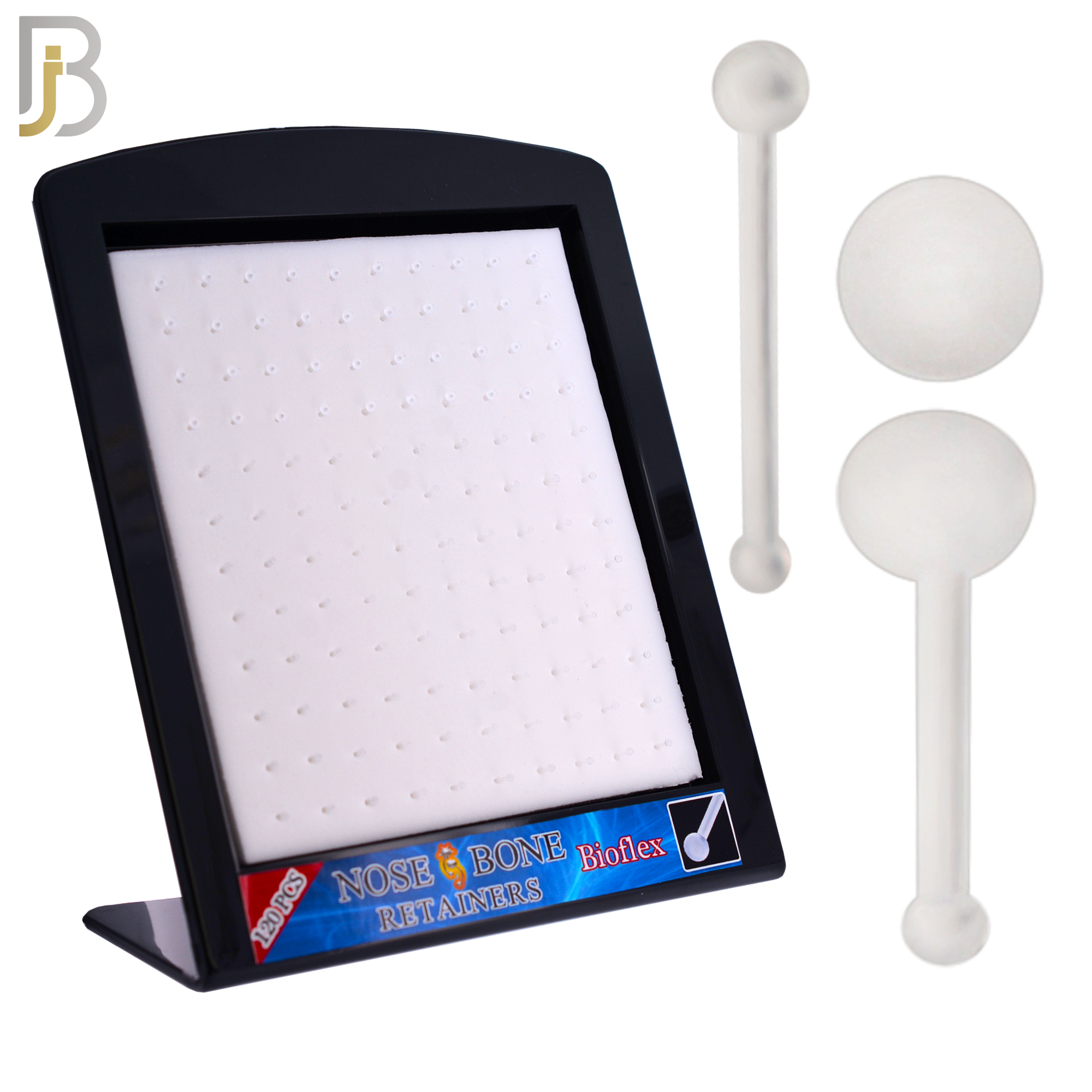 PK-NR09-2 - "Bioflex"120 Pcs, Clear Acrylic Flexible Nose Bone Retainer, 20g Thick 2mm Disk Shaped Top image 0