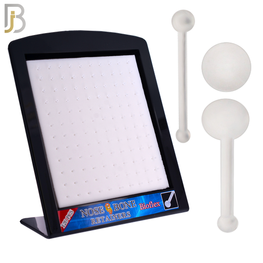 PK-NR09-2 - "Bioflex"120 Pcs, Clear Acrylic Flexible Nose Bone Retainer, 20g Thick 2mm Disk Shaped Top image 0