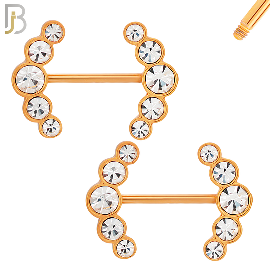 NP23 - 316L Surgical Steel Screw Double Sided Alloy Anchor with Zircon Pair image 6