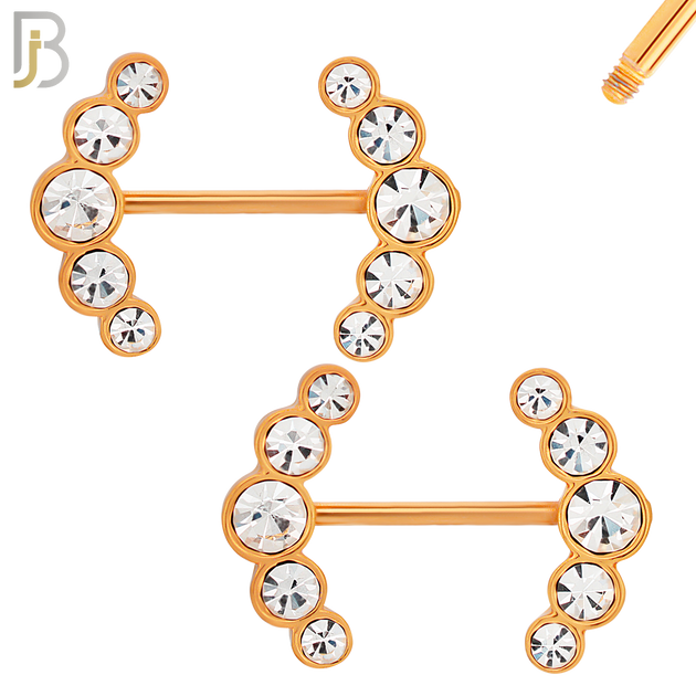 NP23 - 316L Surgical Steel Screw Double Sided Alloy Anchor with Zircon Pair image 6