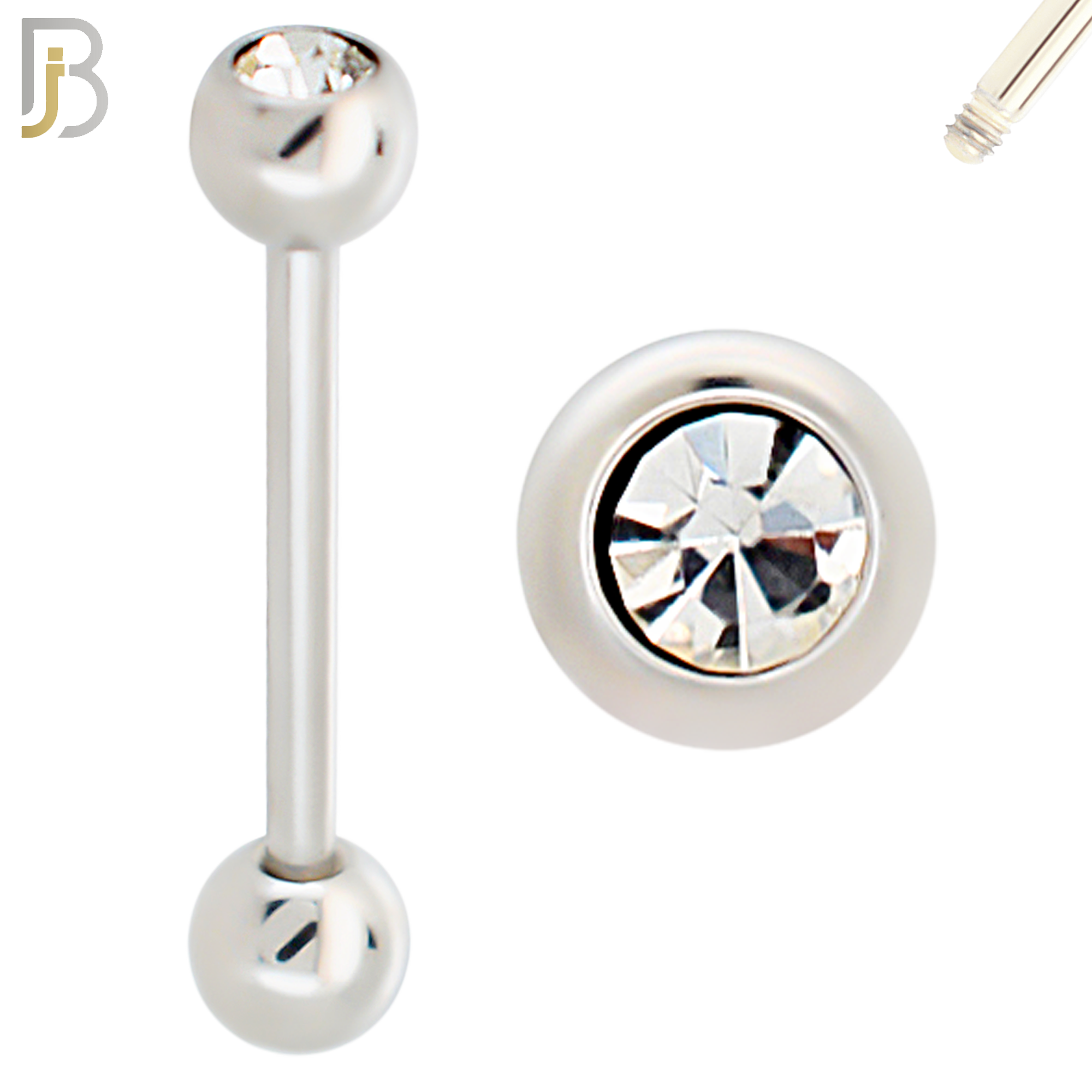 BB05S-5 - 316L Surgical Steel Screw Barbell with 5mm Bezel Ball External Threaded (PACK OF 6) image 1