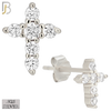 925-ES438 - 925 Sterling Silver Cross with Multi Zircon Push Back Stud Earring image 0