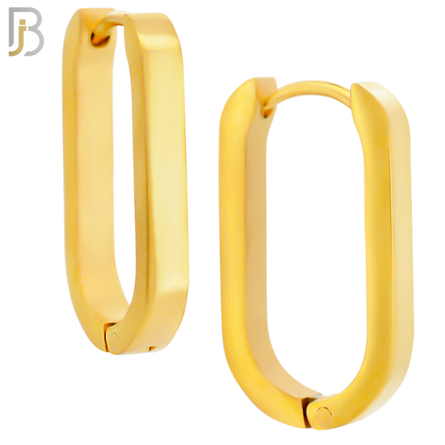 ES171 - 316L Stainless Steel Plain Huggies Oval Shape Clip On image 3