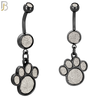 N004 - 316L Stainless Steel Dangling Dog Paw Print Sandpaper Design Belly Ring with 4mm Screw Ball image 3