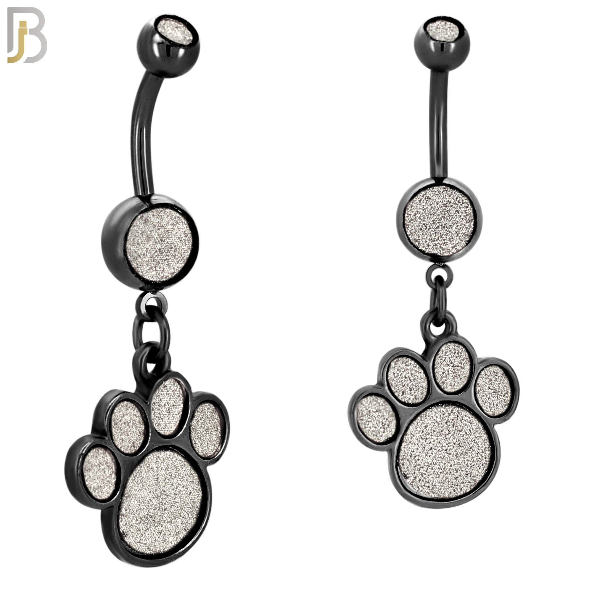 N004 - 316L Stainless Steel Dangling Dog Paw Print Sandpaper Design Belly Ring with 4mm Screw Ball image 3