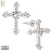 925-ES269 - Push Back - .925 Sterling Silver Cross with Prong Set Heart Zircon in the Middle Design Earrings Stud image 1