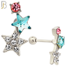 TB124 - 316L Stainless Steel Double Star Tragus/Cartilage Barbell (Pack of 6) image 2