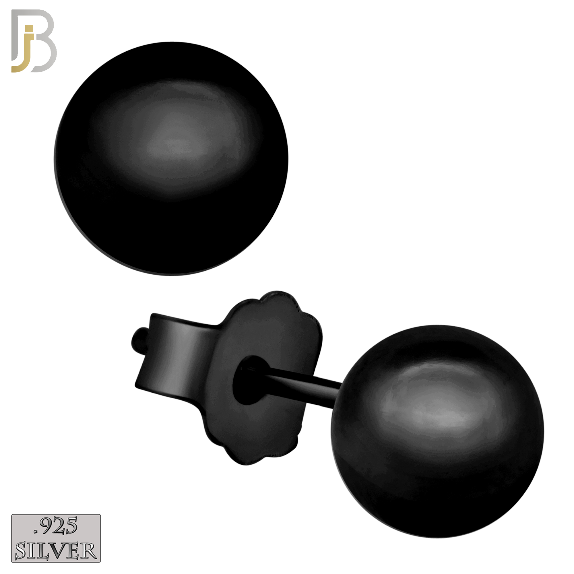 925-ES12K - .925 Sterling Silver Earrings Ball Plain Studs Butterfly Back image 0