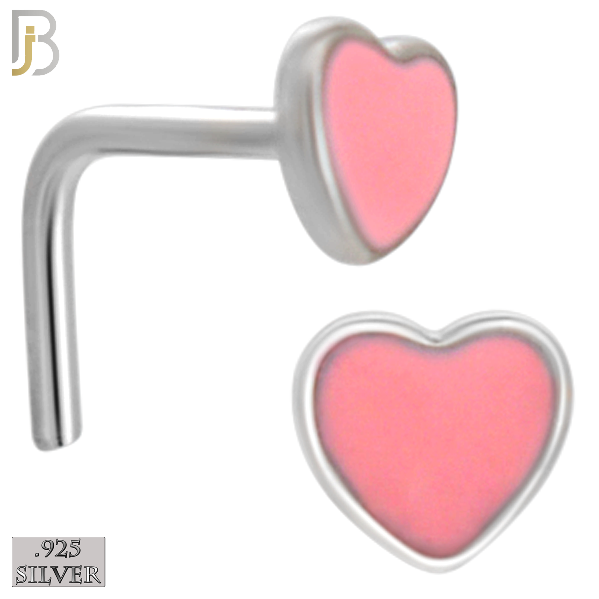 925-NR121L - 925 Sterling Silver L-Shape Heart Shape with Enamel - Pack of 6 image 1