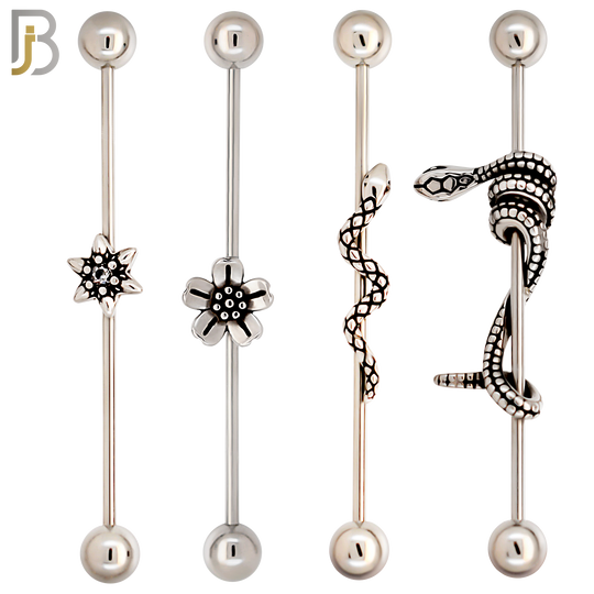 PK-BB58S - 316L Surgical Steel Screw Bar with Four Design Barbell Industrial  Pack of 16 pcs image 2