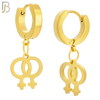 ES07 - 316L Stainless Steel Dangling LGBT Lesbian Symbol Gender Design Huggies Clip On image 2