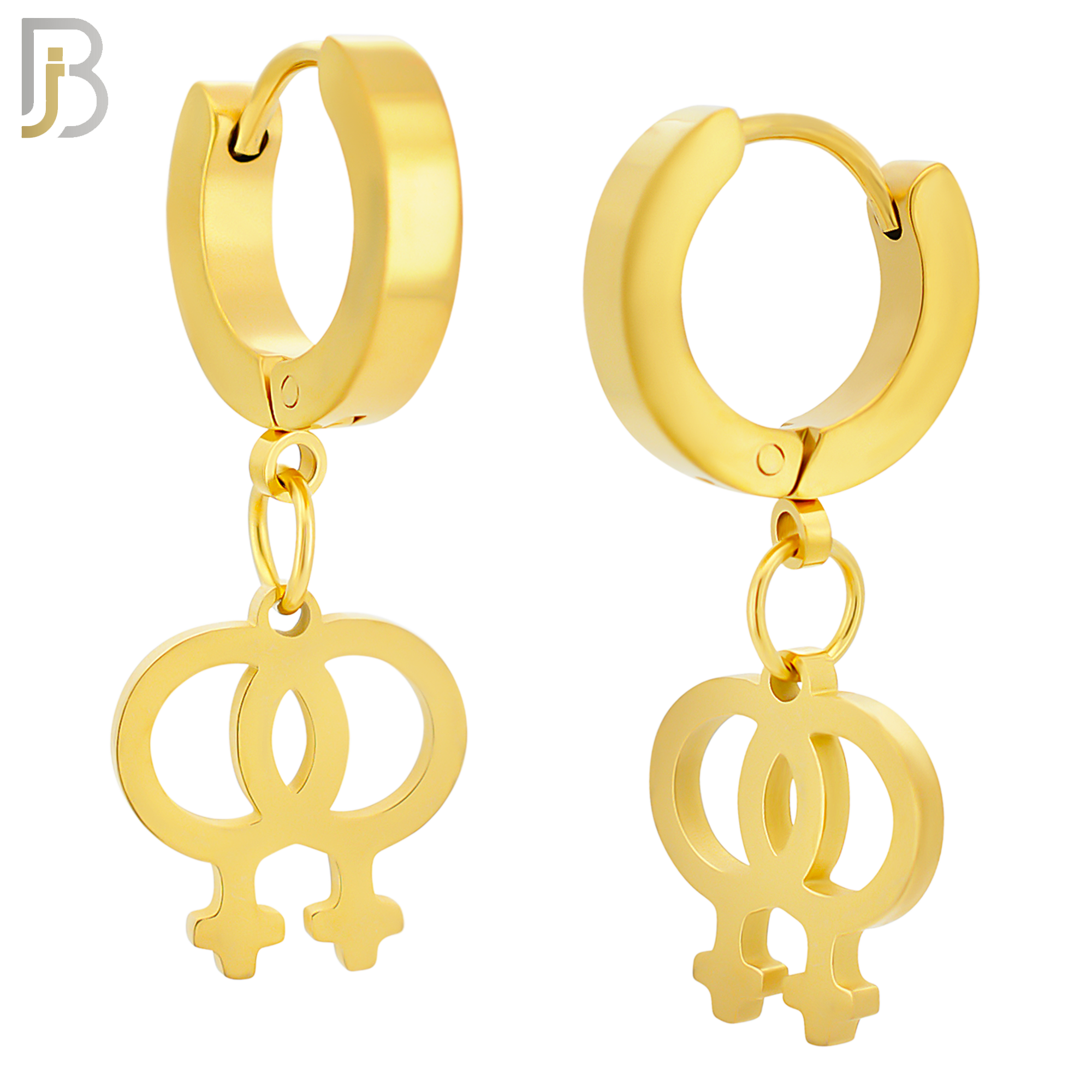 ES07 - 316L Stainless Steel Dangling LGBT Lesbian Symbol Gender Design Huggies Clip On image 2