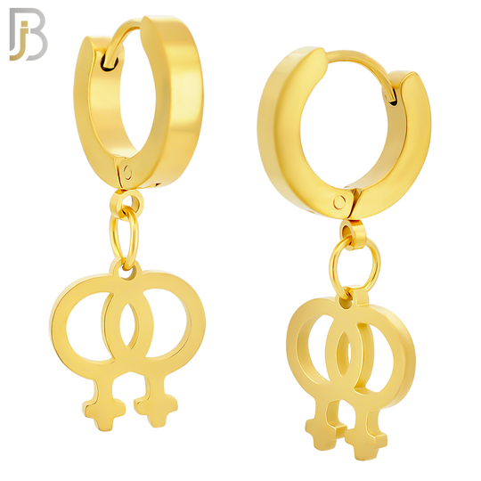 ES07 - 316L Stainless Steel Dangling LGBT Lesbian Symbol Gender Design Huggies Clip On image 2