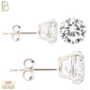 14-ES71WC - 14K White Gold Push Back Stud Earrings Casting Prong Setting with Round Clear Zircon image 0