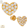 14-ES77 - 14k Solid Gold Heart with Multi CZ Stud Earrings - Yellow Gold image