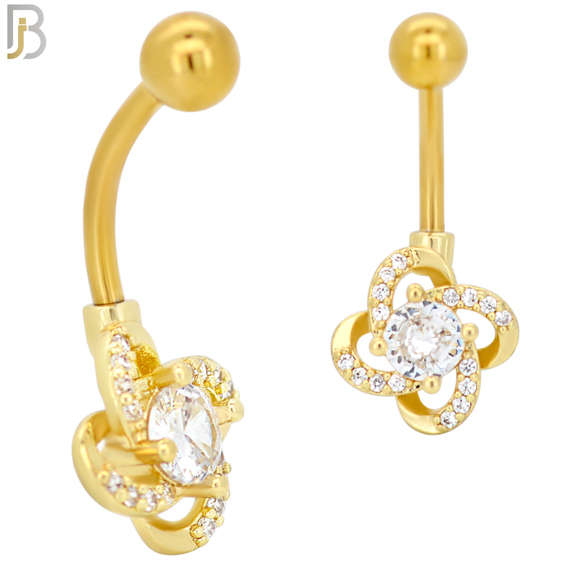 NB38 - 316L Stainless Steel Flower Twisted Banana Belly Navel Ring image 2