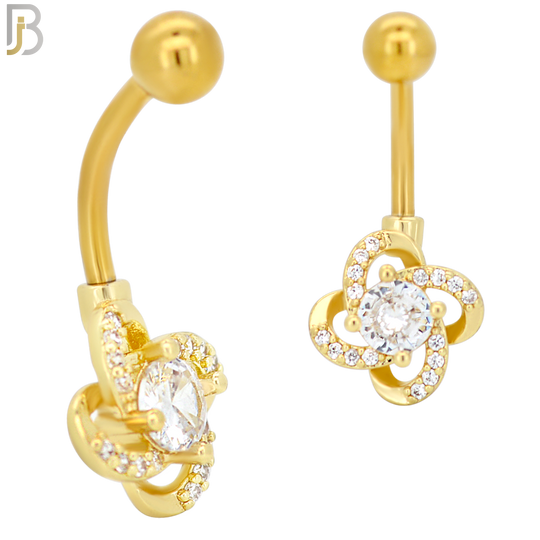 NB38 - 316L Stainless Steel Flower Twisted Banana Belly Navel Ring image 2