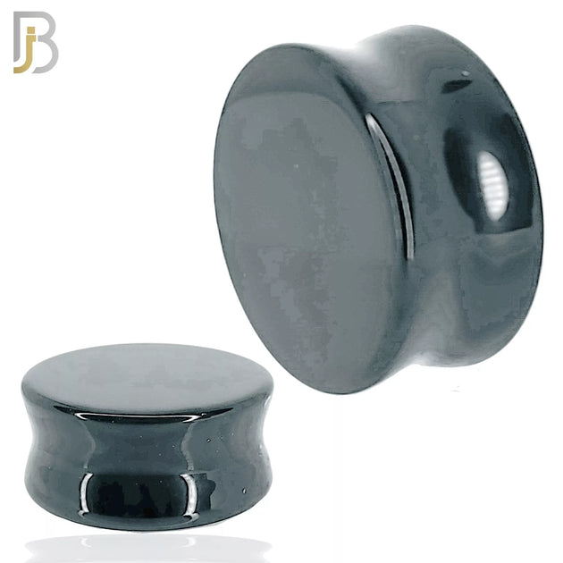 PSTHM - Natural Stone Hematite Double Flare Plugs image 0