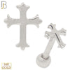 14-TB01 - 14k Yellow Gold Screw Back Cross Tragus Barbell Cartilage Earring image 1