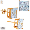 925-ES72-RC - .925 Sterling Silver Rose Gold Plated Earring Stud Casting Square Princess Cut Prong Setting Clear Zircon image 9